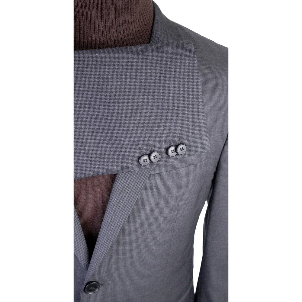 BOSS Hugo Boss Suit Jacket Sport Coat Blazer Sz 40R Houndstooth Wool 2-Button